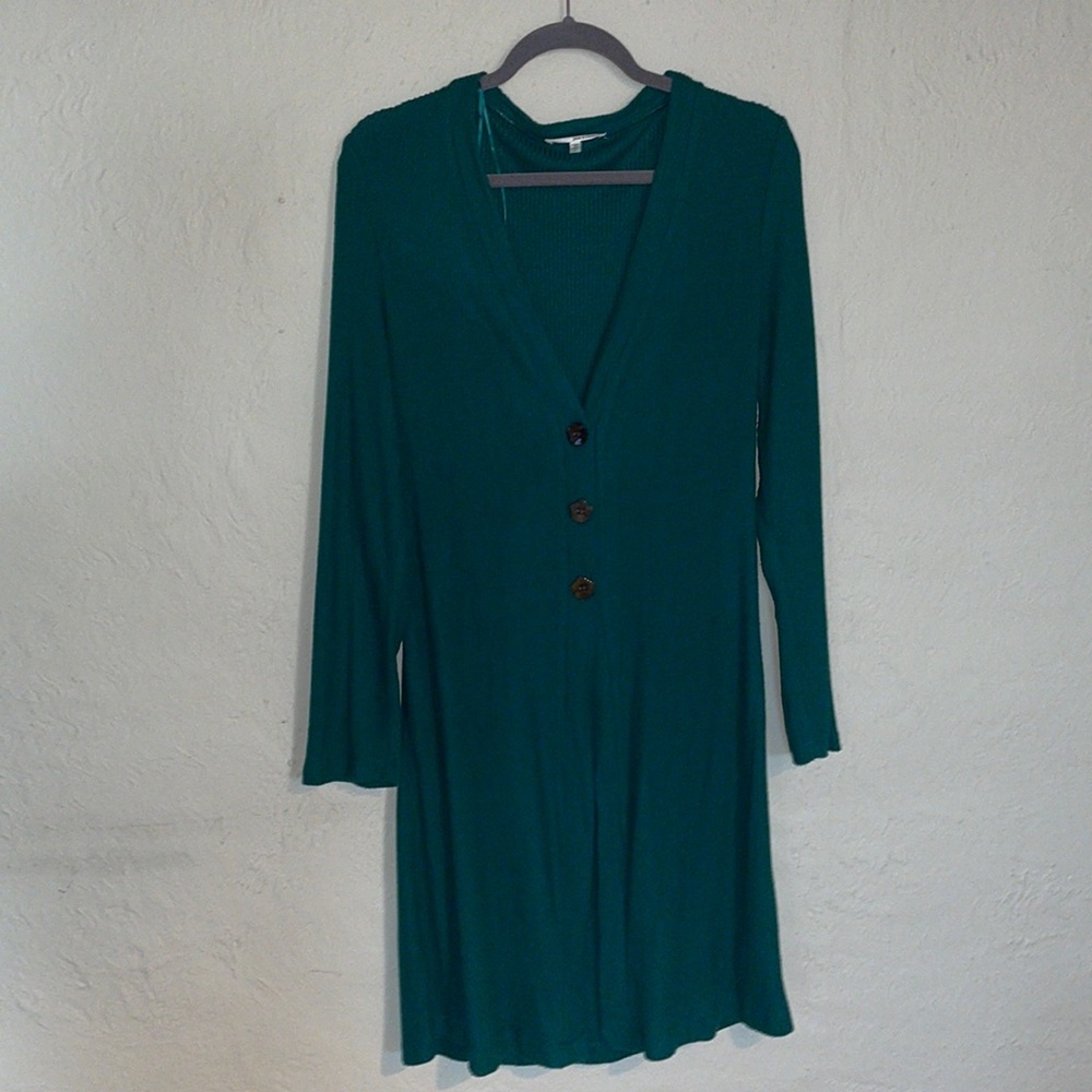 long green cardigan